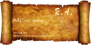 Rácz Anna névjegykártya